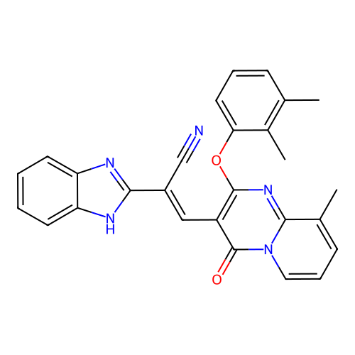 (2E)-2-(1H-1,3-BENZODIAZOL-2-YL)-3-[2-(2,3-DIMETHYLPHENOXY)-9-METHYL-4-OXO-4H-PYRIDO[1,2-A]PYRIMIDIN-3-YL]PROP-2-ENENITRILE structure
