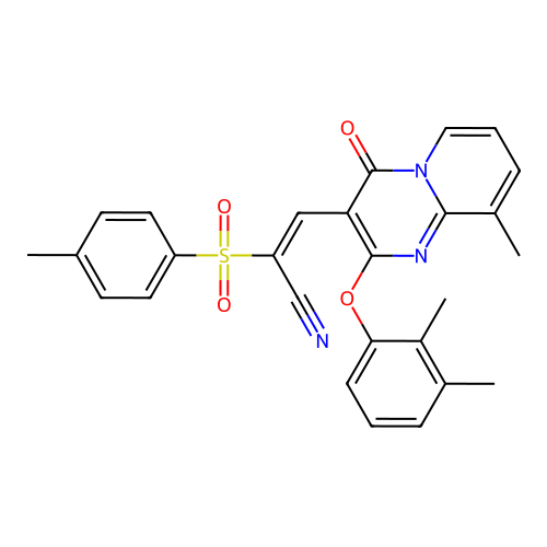 (2E)-3-[2-(2,3-DIMETHYLPHENOXY)-9-METHYL-4-OXO-4H-PYRIDO[1,2-A]PYRIMIDIN-3-YL]-2-(4-METHYLBENZENESULFONYL)PROP-2-ENENITRILE structure