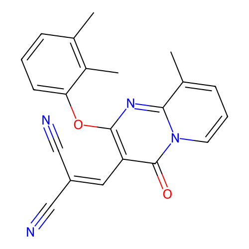 {[2-(2,3-dimethylphenoxy)-9-methyl-4-oxo-4H-pyrido[1,2-a]pyrimidin-3-yl]methylidene}propanedinitrile structure