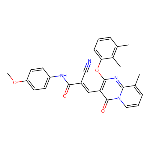 (2E)-2-cyano-3-[2-(2,3-dimethylphenoxy)-9-methyl-4-oxo-4H-pyrido[1,2-a]pyrimidin-3-yl]-N-(4-methoxyphenyl)prop-2-enamide structure