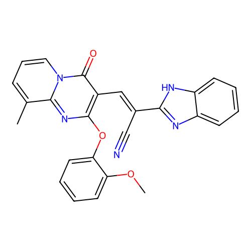 (2E)-2-(1H-1,3-BENZODIAZOL-2-YL)-3-[2-(2-METHOXYPHENOXY)-9-METHYL-4-OXO-4H-PYRIDO[1,2-A]PYRIMIDIN-3-YL]PROP-2-ENENITRILE structure