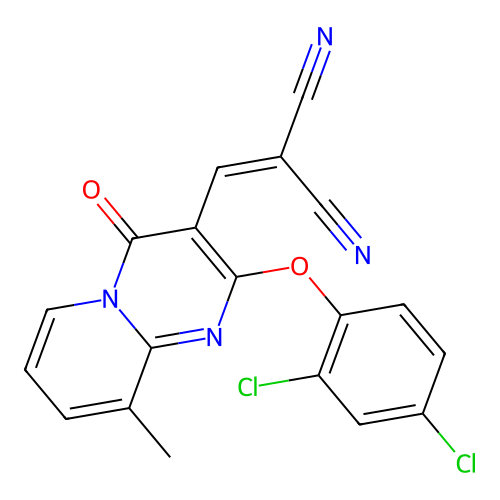 {[2-(2,4-dichlorophenoxy)-9-methyl-4-oxo-4H-pyrido[1,2-a]pyrimidin-3-yl]methylidene}propanedinitrile structure