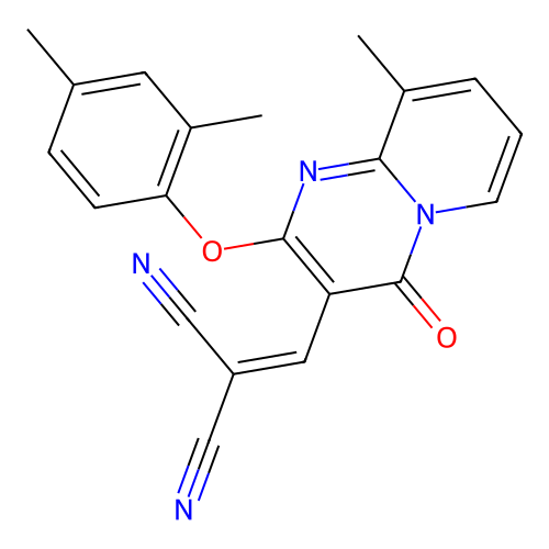 {[2-(2,4-dimethylphenoxy)-9-methyl-4-oxo-4H-pyrido[1,2-a]pyrimidin-3-yl]methylidene}propanedinitrile structure