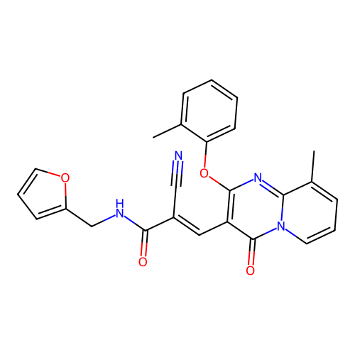 (2E)-2-cyano-N-(furan-2-ylmethyl)-3-[9-methyl-2-(2-methylphenoxy)-4-oxo-4H-pyrido[1,2-a]pyrimidin-3-yl]prop-2-enamide structure