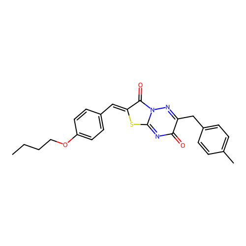 (2Z)-2-[(4-butoxyphenyl)methylidene]-6-[(4-methylphenyl)methyl]-[1,3]thiazolo[3,2-b][1,2,4]triazine-3,7-dione structure