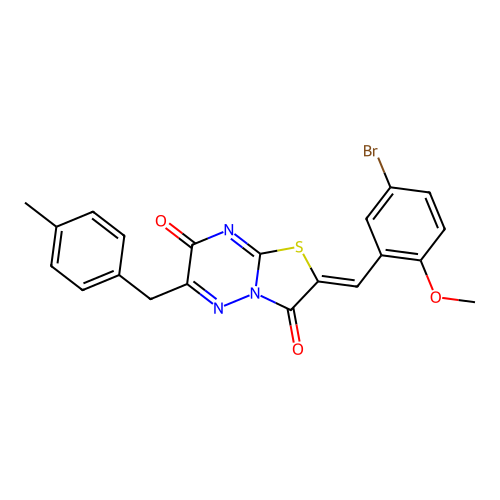 (2Z)-2-(5-bromo-2-methoxybenzylidene)-6-(4-methylbenzyl)-7H-[1,3]thiazolo[3,2-b][1,2,4]triazine-3,7(2H)-dione structure