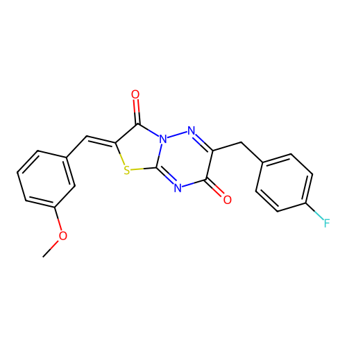 (Z)-6-(4-fluorobenzyl)-2-(3-methoxybenzylidene)-2H-thiazolo[3,2-b][1,2,4]triazine-3,7-dione structure