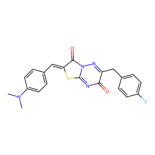(Z)-2-(4-(dimethylamino)benzylidene)-6-(4-fluorobenzyl)-2H-thiazolo[3,2-b][1,2,4]triazine-3,7-dione structure