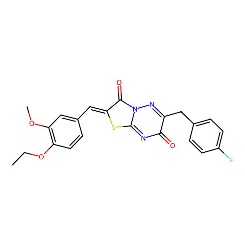(Z)-2-(4-ethoxy-3-methoxybenzylidene)-6-(4-fluorobenzyl)-2H-thiazolo[3,2-b][1,2,4]triazine-3,7-dione structure