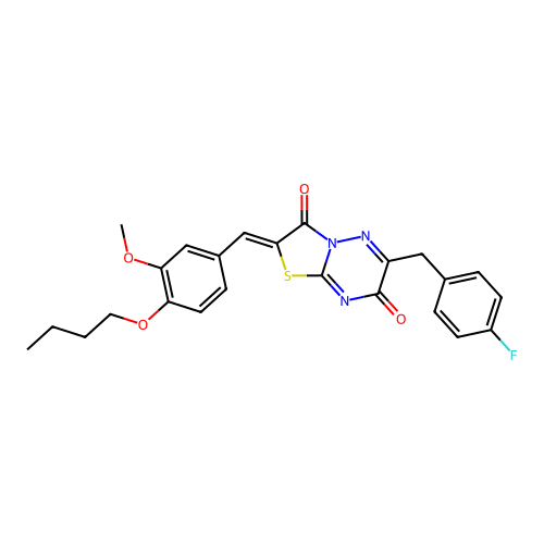 (Z)-2-(4-butoxy-3-methoxybenzylidene)-6-(4-fluorobenzyl)-2H-thiazolo[3,2-b][1,2,4]triazine-3,7-dione structure
