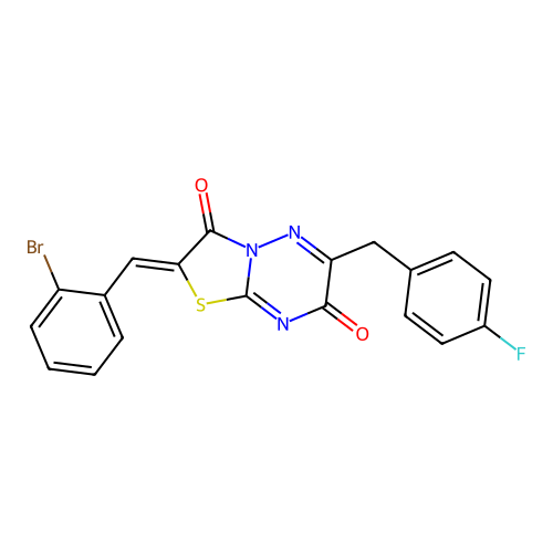 (2Z)-2-[(2-bromophenyl)methylidene]-6-[(4-fluorophenyl)methyl]-[1,3]thiazolo[3,2-b][1,2,4]triazine-3,7-dione structure