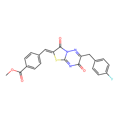 (Z)-methyl 4-((6-(4-fluorobenzyl)-3,7-dioxo-3,7-dihydro-2H-thiazolo[3,2-b][1,2,4]triazin-2-ylidene)methyl)benzoate structure