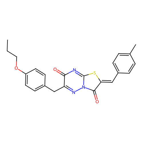 (Z)-2-(4-methylbenzylidene)-6-(4-propoxybenzyl)-2H-thiazolo[3,2-b][1,2,4]triazine-3,7-dione structure