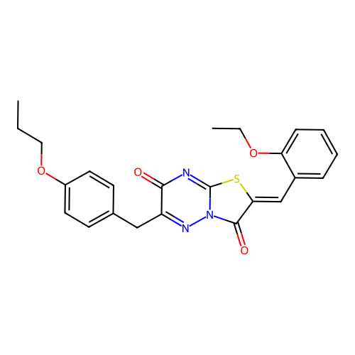 (2Z)-2-[(2-ethoxyphenyl)methylidene]-6-[(4-propoxyphenyl)methyl]-[1,3]thiazolo[3,2-b][1,2,4]triazine-3,7-dione structure