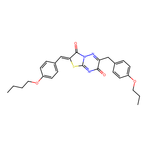 (2Z)-2-(4-butoxybenzylidene)-6-(4-propoxybenzyl)-7H-[1,3]thiazolo[3,2-b][1,2,4]triazine-3,7(2H)-dione structure