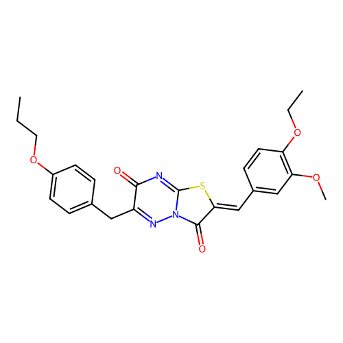(Z)-2-(4-ethoxy-3-methoxybenzylidene)-6-(4-propoxybenzyl)-2H-thiazolo[3,2-b][1,2,4]triazine-3,7-dione structure