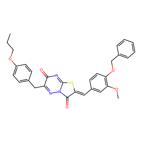 (Z)-2-(4-(benzyloxy)-3-methoxybenzylidene)-6-(4-propoxybenzyl)-2H-thiazolo[3,2-b][1,2,4]triazine-3,7-dione structure