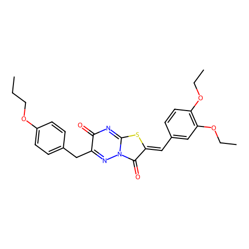 (2Z)-2-(3,4-diethoxybenzylidene)-6-(4-propoxybenzyl)-7H-[1,3]thiazolo[3,2-b][1,2,4]triazine-3,7(2H)-dione structure