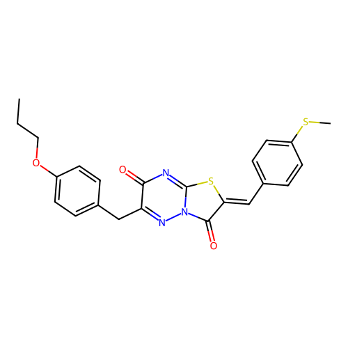 (Z)-2-(4-(methylthio)benzylidene)-6-(4-propoxybenzyl)-2H-thiazolo[3,2-b][1,2,4]triazine-3,7-dione structure