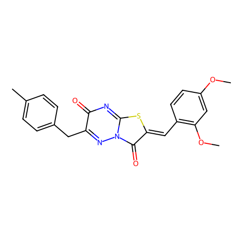 (2Z)-2-[(2,4-dimethoxyphenyl)methylidene]-6-[(4-methylphenyl)methyl]-[1,3]thiazolo[3,2-b][1,2,4]triazine-3,7-dione structure