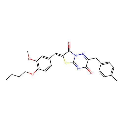 (2Z)-2-[(4-butoxy-3-methoxyphenyl)methylidene]-6-[(4-methylphenyl)methyl]-[1,3]thiazolo[3,2-b][1,2,4]triazine-3,7-dione structure