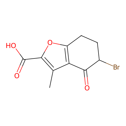 5-bromo-3-methyl-4-oxo-6,7-dihydro-5H-1-benzofuran-2-carboxylic acid structure