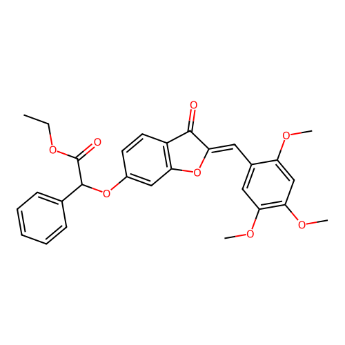 Ethyl 2-{3-oxo-2-[(2,4,5-trimethoxyphenyl)methylene]benzo[3,4-b]furan-6-yloxy}-2-phenylacetate structure
