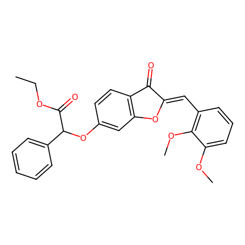 Ethyl 2-[2-[(2,3-dimethoxyphenyl)methylidene]-3-oxo-benzofuran-6-yl]oxy-2-phenyl-acetate structure