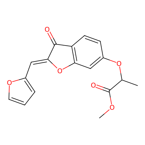 methyl 2-[[(2Z)-2-(furan-2-ylmethylidene)-3-oxo-1-benzofuran-6-yl]oxy]propanoate structure
