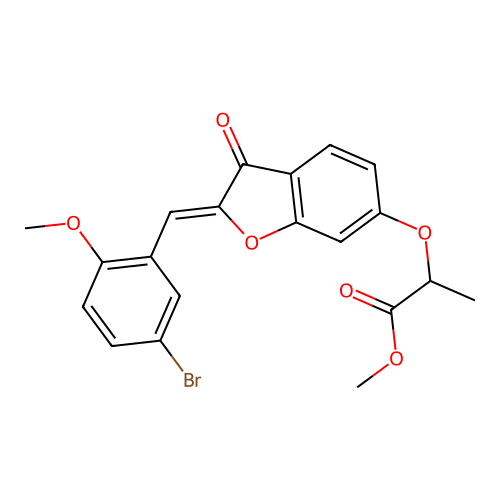 (Z)-methyl 2-((2-(5-bromo-2-methoxybenzylidene)-3-oxo-2,3-dihydrobenzofuran-6-yl)oxy)propanoate structure