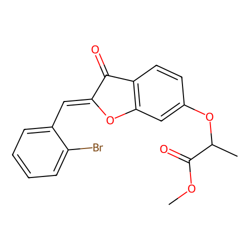 (Z)-methyl 2-((2-(2-bromobenzylidene)-3-oxo-2,3-dihydrobenzofuran-6-yl)oxy)propanoate structure