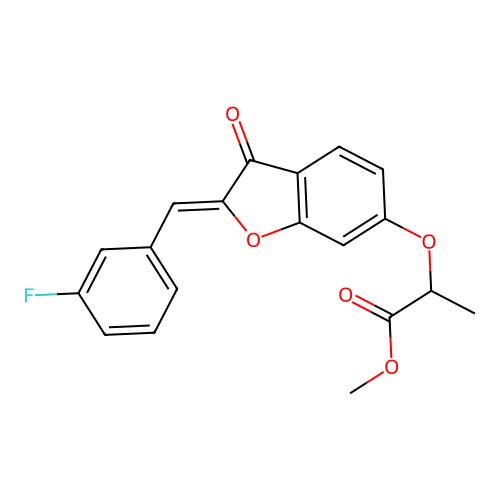 (Z)-methyl 2-((2-(3-fluorobenzylidene)-3-oxo-2,3-dihydrobenzofuran-6-yl)oxy)propanoate structure