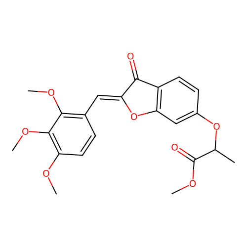 (Z)-methyl 2-((3-oxo-2-(2,3,4-trimethoxybenzylidene)-2,3-dihydrobenzofuran-6-yl)oxy)propanoate structure