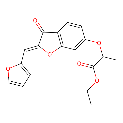 (Z)-ethyl 2-((2-(furan-2-ylmethylene)-3-oxo-2,3-dihydrobenzofuran-6-yl)oxy)propanoate structure