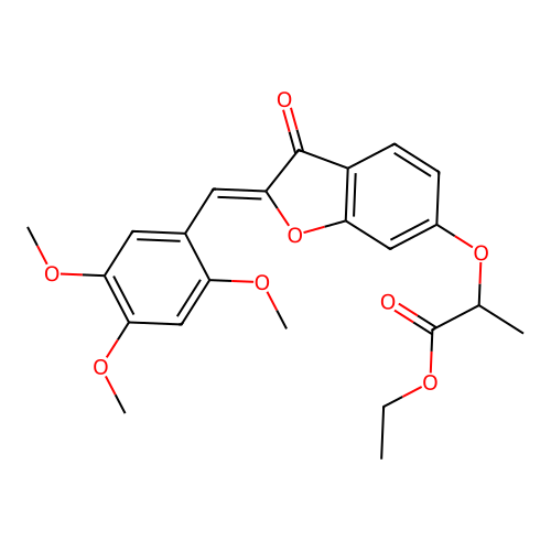 (Z)-ethyl 2-((3-oxo-2-(2,4,5-trimethoxybenzylidene)-2,3-dihydrobenzofuran-6-yl)oxy)propanoate structure
