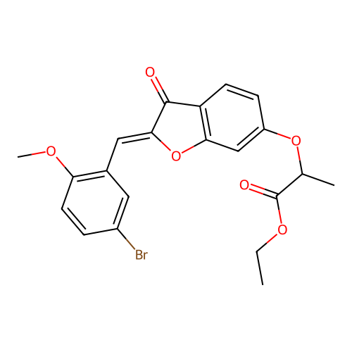 (Z)-ethyl 2-((2-(5-bromo-2-methoxybenzylidene)-3-oxo-2,3-dihydrobenzofuran-6-yl)oxy)propanoate structure
