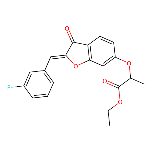 (Z)-ethyl 2-((2-(3-fluorobenzylidene)-3-oxo-2,3-dihydrobenzofuran-6-yl)oxy)propanoate structure