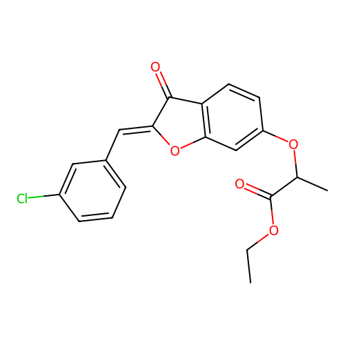 (Z)-ethyl 2-((2-(3-chlorobenzylidene)-3-oxo-2,3-dihydrobenzofuran-6-yl)oxy)propanoate structure