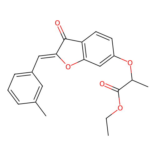 (Z)-ethyl 2-((2-(3-methylbenzylidene)-3-oxo-2,3-dihydrobenzofuran-6-yl)oxy)propanoate structure