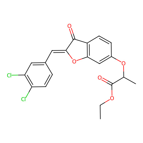 ethyl 2-{[(2Z)-2-(3,4-dichlorobenzylidene)-3-oxo-2,3-dihydro-1-benzofuran-6-yl]oxy}propanoate structure
