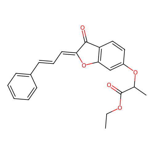 ethyl 2-(((Z)-3-oxo-2-((E)-3-phenylallylidene)-2,3-dihydrobenzofuran-6-yl)oxy)propanoate structure