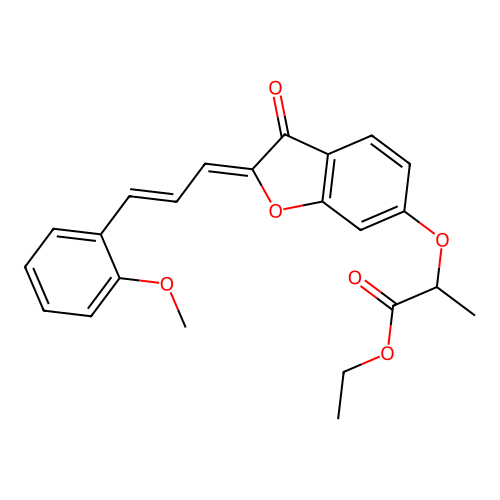 ethyl 2-(((Z)-2-((E)-3-(2-methoxyphenyl)allylidene)-3-oxo-2,3-dihydrobenzofuran-6-yl)oxy)propanoate structure