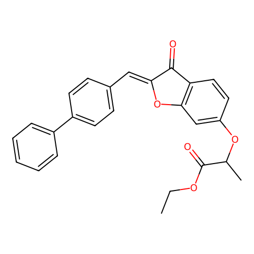 ethyl 2-{[(2Z)-2-(biphenyl-4-ylmethylidene)-3-oxo-2,3-dihydro-1-benzofuran-6-yl]oxy}propanoate structure
