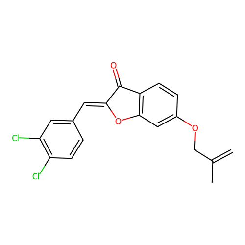 (2Z)-2-(3,4-dichlorobenzylidene)-6-[(2-methylprop-2-en-1-yl)oxy]-1-benzofuran-3(2H)-one structure