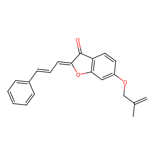 (2Z)-6-(2-methylprop-2-enoxy)-2-[(E)-3-phenylprop-2-enylidene]-1-benzofuran-3-one structure