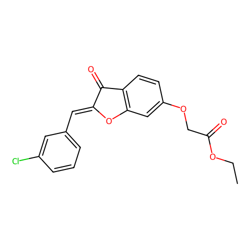 (Z)-ethyl 2-((2-(3-chlorobenzylidene)-3-oxo-2,3-dihydrobenzofuran-6-yl)oxy)acetate structure