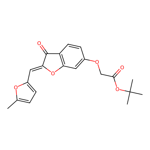 (Z)-tert-butyl 2-((2-((5-methylfuran-2-yl)methylene)-3-oxo-2,3-dihydrobenzofuran-6-yl)oxy)acetate structure