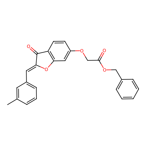 benzyl {[(2Z)-2-(3-methylbenzylidene)-3-oxo-2,3-dihydro-1-benzofuran-6-yl]oxy}acetate structure