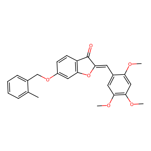 (2Z)-6-[(2-methylbenzyl)oxy]-2-(2,4,5-trimethoxybenzylidene)-1-benzofuran-3(2H)-one structure