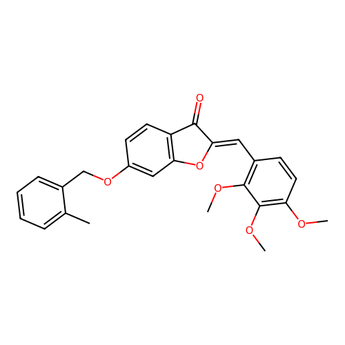 (2Z)-6-[(2-methylbenzyl)oxy]-2-(2,3,4-trimethoxybenzylidene)-1-benzofuran-3(2H)-one structure